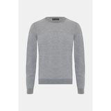 Vakko Round Neck Long Sleeve Wool Knit Sweater - Gri - 2XL