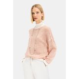 Vakko Salmon Mock Neck Knitwear - Pembe