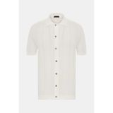 Vakko Shirt Collar Short Sleeve Knit Top - 2XL - Ekru