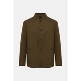 Vakko Stand Collar Wool Cashmere Jacket - 46 - Kahverengi