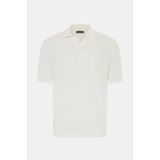Vakko Tan Polo Collar Short Sleeve Knit T-Shirt - Ekru