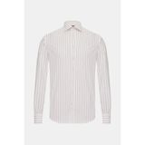 Vakko Tan Striped Cotton Shirt - 41 - Kahverengi