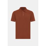 Vakko Terracotta Polo Button Collar Short Sleeve T-Shirt - 2XL - Turuncu