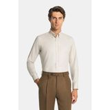 Vakko Twill Casual Shirt - XL - Bej