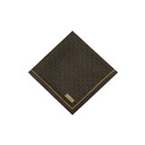 Vakko Twill İpek Eşarp - Yeni Monogram - Kahve Gold
