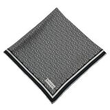 Vakko Twill İpek Eşarp - Yeni Monogram - Siyah Ekru
