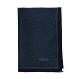 Vakko Twill İpek Şal - Yeni Monogram - Koyu Lacivert