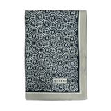 Vakko Twill İpek Şal - Yeni Monogram - Lacivert Ekru