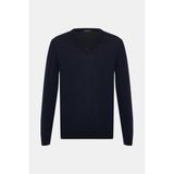 Vakko V-Neck Long Sleeve Knit Sweater - Mavi - 2XL