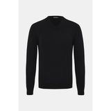 Vakko V-Neck Long Sleeve Knit Sweater - Siyah - 2XL