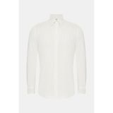 Vakko White Cotton Linen Jersey Casual Shirt - XL - Beyaz