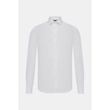 Vakko White Striped Cotton Shirt - 43 - Beyaz