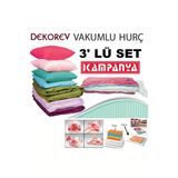 Vakum Hurcu Dekorev Vakumlu Poşet 3'Lü Set Vakumlu Hurç Vakumlu Torba L + Xxl + Jumbo 3 Adet Birden