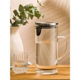 Vakum Kapaklı Cam Sürahi 1250 Ml, Şık ve Kullanışlı Içecek Kabı - 1BW-Beyaz