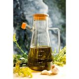 Vakumlu Bambu Kapaklı 900 ml Borosilikat Cam Tekli Yağlık Sirkelik Yağdanlık