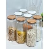 Vakumlu Çizgili Uzun Bakliyat Çok Amaçlı Kavanoz 8 Li Set 1500 ml - Çok Renkli - 8 Adet