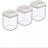 Vakumlu Erzak Kavanozu Kare 3lü Set -OKY-234 - Renkli