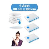 Vakumlu Hurç Yorgan Hurcu Valiz Düzenleyici Gardırop Düzenleyici Vakumlu Poşet 80X100 4 Adet
