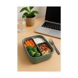 Vakumlu Lunchbox Yemek Kabı – Sızdırmaz, Taşınabilir ve Sağlıklı Saklama Kutusu | Çatal Kaşık Bölmeli | Gıda Dostu (Yeşil) - 0,5 x 7 cm