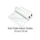 Vakur Rulo Tırtıklı Vakum Torbası-poşeti 15 Mt X 15 Cm - Çift Yüzey Tırtıklı