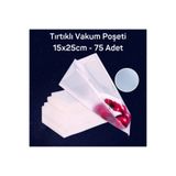 Vakur Tırtıklı Vakum Makinesi Poşeti - Torbası - 15cmx25cm -75 Adet