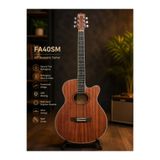 valares FA40MG Profesyonel Seri Köşe Korumalı sap ayarlı 40" Akustik Gitar Mat Maun Ful aksesuar