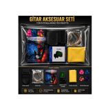 valares Profesyonel Gitar Aksesuar Seti Tuner + Capo + AKUSTİK gitar Teli + Pena + Askı + Temizlik Bezi Full Set