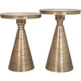 Valda Home Fırçalı Eskitme Metal 2’li Zigon Sehpa Modern Yan Sehpa Seti - FIRÇALI ESKİTME