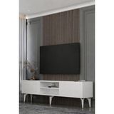 Valencia Raflı Pleksi Lazer Desen Tv Sehpası Tv Ünitesi 180 cm Byz - Beyaz
