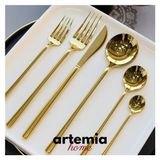 Valencia Titanyum Gold 60 Parça | 12 Kişilik Çatal Kaşık Takımı | 18/10 Paslanmaz Çelik | Bıçak Yok