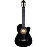 Valencia VC104THNCBK 4/4 Sıyah Sap Çelikli İnce Kasa Klasık Gitar