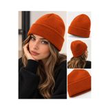 Valens Turuncu Unisex Triko Bere – Katlamalı Basic Kışlık Bere