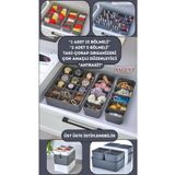 VALENT 3'lü Set Bölmeli Makyaj Takı Organizer, Banyo Mutfak Düzenleyici 15gözlü 1adet, 5gözlü 2adet ANTRAST