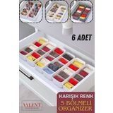 VALENT 5 Bölmeli Düzenleyici, Saat, Takı, Toka, Çorap, İç Çamaşırı Organizeri 6 Adet