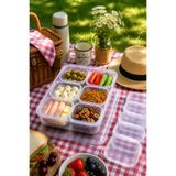 VALENT Piknik Seti 6artı1 Kahvaltılık Sızdırmaz Saklama Kabı 3000ml x1 300ml x6 - Şeffaf Düzenleyici