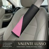 Valente Lusso Emniyet Kemer Pedi 2 Adet Cırtlı | Emniyet Kemer Kılıfı | Omuz ve Boyun Koruyucu - Pembe - Siyah