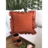 Valentia Decor Kiremit Rengi Fırfırlı Kare Kırlent Kılıfı - 45 x 45 cm
