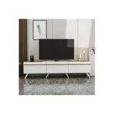 Valentina Modern Tv Sehpası – Beyaz & Çırağan, Yerden Yüksek Şık Tasarım