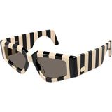 Valentino VG0006S 004 Ivory Black Stripe Grey Geometric Gunes Gozlugu - Fildişi - Siyah