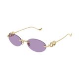 Valentino VG0032S 004 Gold Violet Rimless Oval Güneş Gözlüğü - Altın