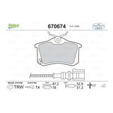 Valeo 670674 Arka Fren Balatası