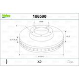 Valeo Ön Fren Aynası DOBLO-LINEA-FIORINO-BIPPER-NEMO-LINEA-500-BRAVO-MITO-IDEA 15JNT 257.5X22X4DLXHAVALI