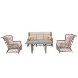 Valeria 5 Kişilik Rattan Bahçe Oturma Grubu 3+1+1 Set, Alüminyum İskelet, Suya Dayanıklı Minder, Balkon Teras Dış Mekan Mobilyası