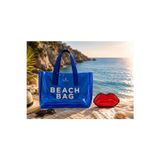 Valeria Bag Summer Time A Kalite Şeffaf Plaj Çantası + Değerli Eşya Çantası Mavi