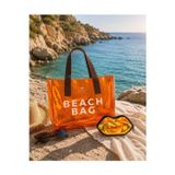 Valeria Bag Summer Time A Kalite Şeffaf Plaj Çantası + Değerli Eşya Çantası Turuncu