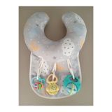 Valerie Home Designs Tummy Time Yastığı – Oyuncaklı Eğitici Yastık Gri Yıldız Bulut Desen