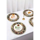 Valerine Life 6’lı Yuvarlak Amerikan Servis Altlığı 35X35CM Restoran Ev Için Yıkanabilir Kaymaz Çiçekli - Çok Renkli - 35 x 35 cm