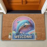 Valerine Life Akvaryum Yunus Temalı Mavi Welcome Kapı Önü Paspası 45x70cm