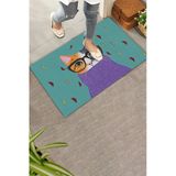 Valerine Life Aristokrat Kedi Yeşil Renkli Welcome Hoş Geldiniz Kapı Önü Paspası 45X70cm