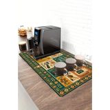 Valerine Life Barista Kahve Barı Matı 40X90CM Espresso Makinesi Çaycı Altlığı Arabica Folk Mozaiği - Siyah - 1 Adet